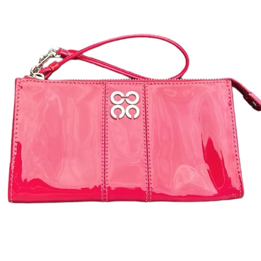 Authentic COACH Julia wristlet zippy wallet rare pink raspberry patent leather